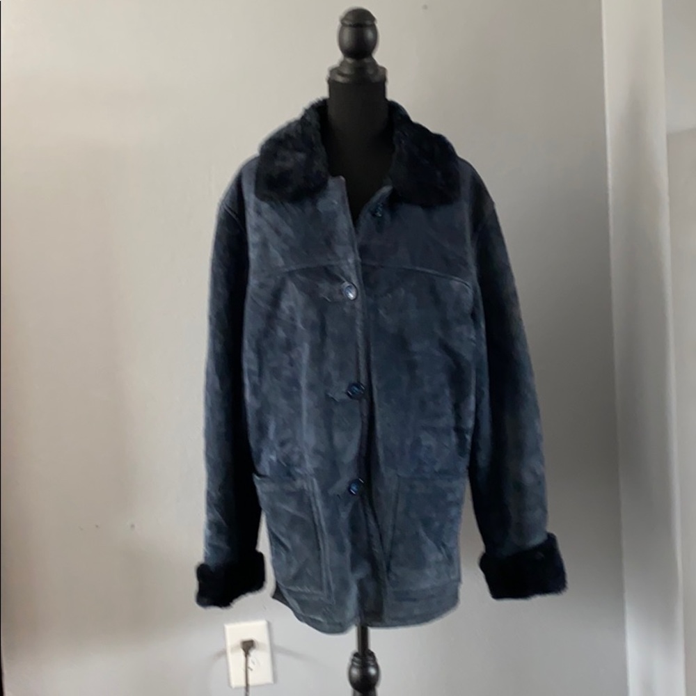 Women’s Dennis Blasso Blue Suede Coat